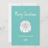 Tropical Beach Weihnachtssand Dollar Aquamarin Feiertagskarte (Vorderseite)