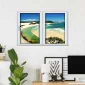 Tropical Beach White 2 Pane Window Illusion Poster (Heimbüro)