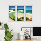 Tropical Beach White 3 Pane Window Illusion Poster (Heimbüro)