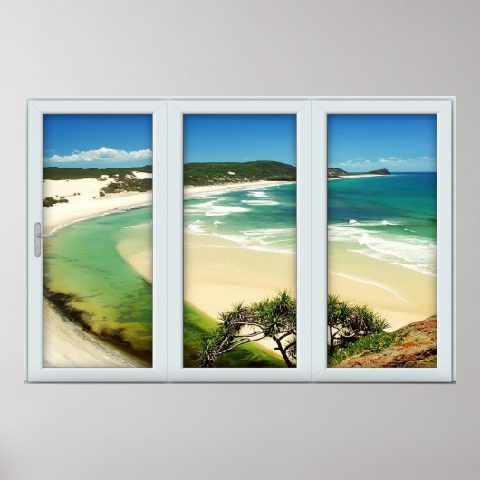 Tropical Beach White 3 Pane Window Illusion Poster (Vorne)
