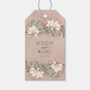 Tropical Beach White Orchid Floral Palm Foliage Geschenkanhänger