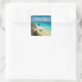 Tropical Beach Wind hat Palmen gefegt Vielen Dank Quadratischer Aufkleber (Tasche)