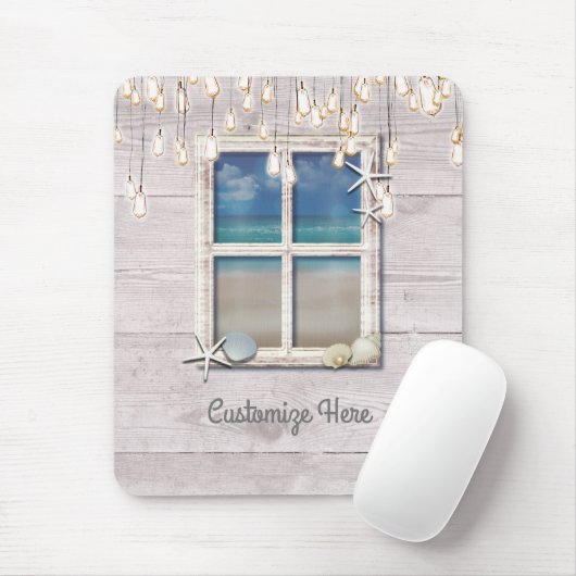 Tropical Beach Window White Wood Elegante Chic Mousepad (Mit Mouse)