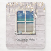 Tropical Beach Window White Wood Elegante Chic Mousepad (Vorne)