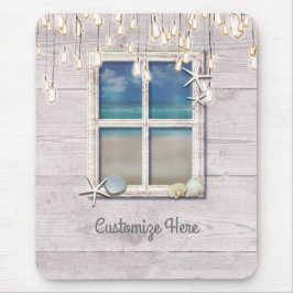 Tropical Beach Window White Wood Elegante Chic Mousepad