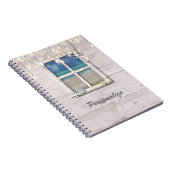 Tropical Beach Window White Wood Elegante Chic Notizblock (Rechte Seite)