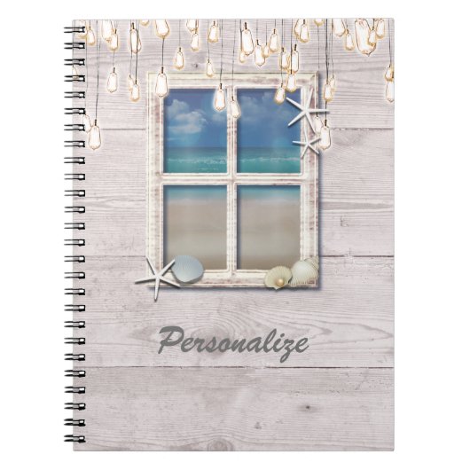 Tropical Beach Window White Wood Elegante Chic Notizblock (Vorderseite)