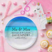 Tropical Beach with a Turquoise Sea Wedding Pappteller (Party)