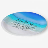 Tropical Beach with a Turquoise Sea Wedding Pappteller (Schrägansicht)