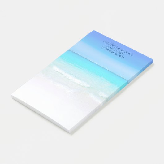 Tropical Beach with a Turquoise Sea Wedding Post-it Klebezettel (angewinkelt)