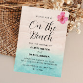 Tropical Beach with Hibiscus Flower Wedding Einladung