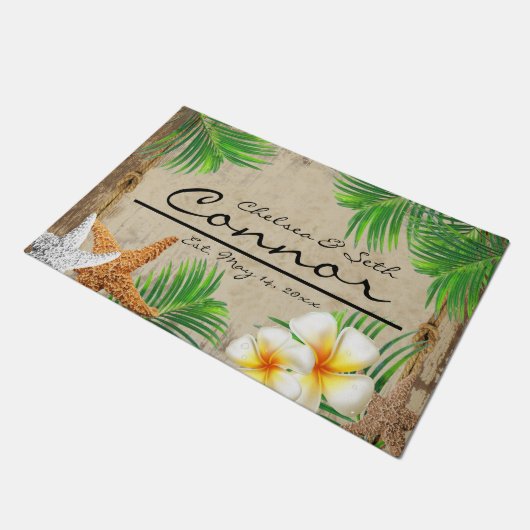 Tropical Beach Wood Style Fußmatte (Schrägansicht)