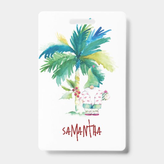 Tropical Beach Xmas Name Tags Ausweis (Vorderseite)