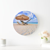 Tropical Beaches | Aruba Sandy Beach Große Wanduhr (Zuhause)