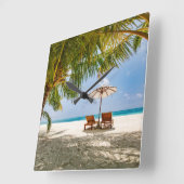 Tropical Beaches | Beach Dominican Republic Quadratische Wanduhr (Winkel)