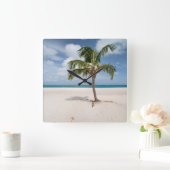 Tropical Beaches | Eagle Beach, Aruba Quadratische Wanduhr (Zuhause)