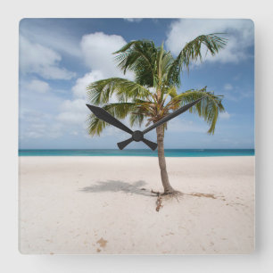 Tropical Beaches Eagle Beach, Aruba Quadratische Wanduhr