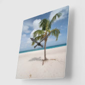 Tropical Beaches | Eagle Beach, Aruba Quadratische Wanduhr (Winkel)