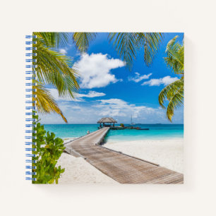 Tropical Beaches   Maldives Island Wooden Jetty Notizblock