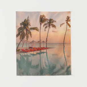 Tropical Beaches Maldives Tropical Beach & Pool Wandteppich