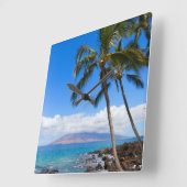 Tropical Beaches | Maui Hawaii Island Quadratische Wanduhr (Winkel)