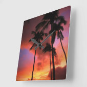 Tropical Beaches Maui Hawaii Islands Quadratische Wanduhr (Winkel)