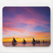 Tropical Beaches | Sunset Sailboats, Phillipines Mousepad (Vorne)