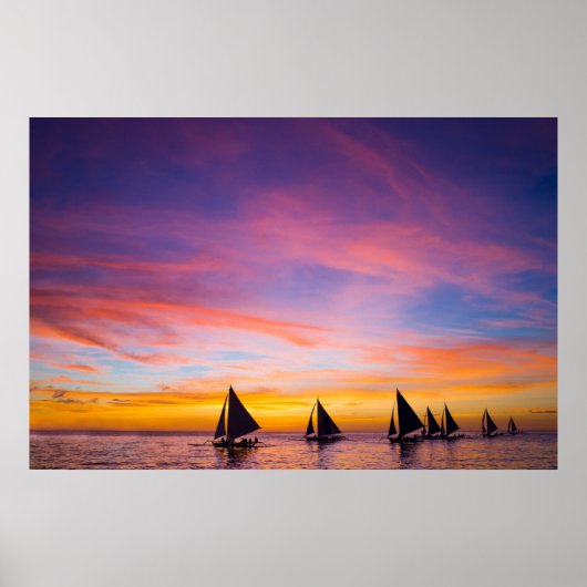 Tropical Beaches Sunset Vorsprung Poster (Vorne)