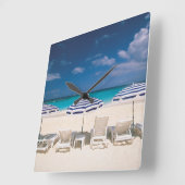 Tropical Beaches | Tropical Beach Anguilla Quadratische Wanduhr (Winkel)
