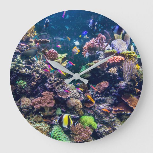 Tropical Beaches | Underwater Coral Reef Große Wanduhr (Vorderseite)