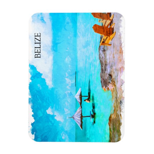 Tropical Belize Beach Vacation Magnet (Vertikal)