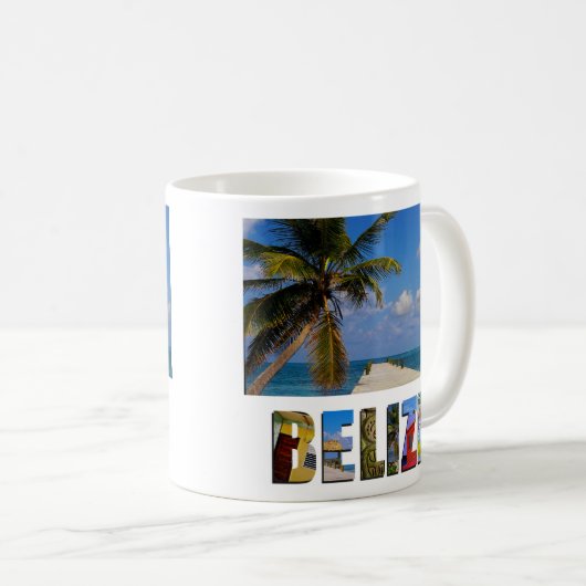 Tropical Belize Ocean Beach Palm Tree Foto Kaffeetasse (VorderseiteRechts)