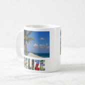 Tropical Belize Ocean Beach Palm Tree Foto Kaffeetasse (Vorderseite Links)