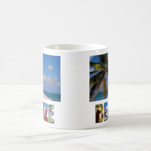 Tropical Belize Ocean Beach Palm Tree Foto Kaffeetasse (Mittel)