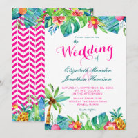 Tropical Berry Pink Aquamarine Zickzack Hochzeit m