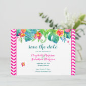 Tropical Berry Pink Aquamarine Zickzack Hochzeit m Save The Date (Stehend Vorderseite)