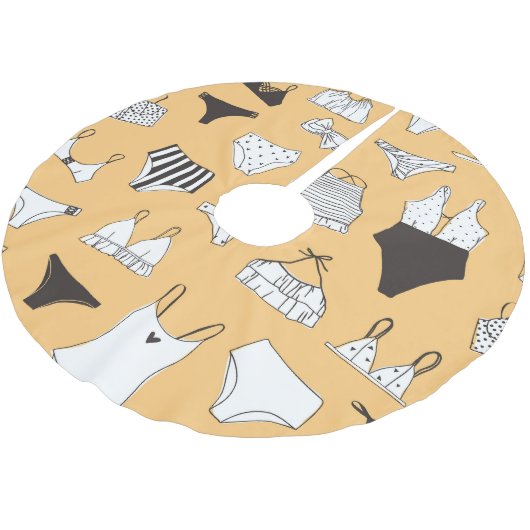 Tropical Bikini: Von Hand Gezeichnet Sommermuster Polyester Weihnachtsbaumdecke (Schrägansicht)