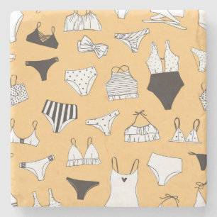 Tropical Bikini: Von Hand Gezeichnet Sommermuster Steinuntersetzer