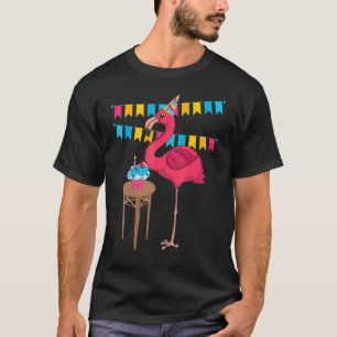 Tropical Bird Birthday Party Tier Pink Flamingo T-Shirt