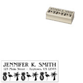 Tropical Bird Flamingo Palm Tree Ananas Adresse Gummistempel (Stempel)