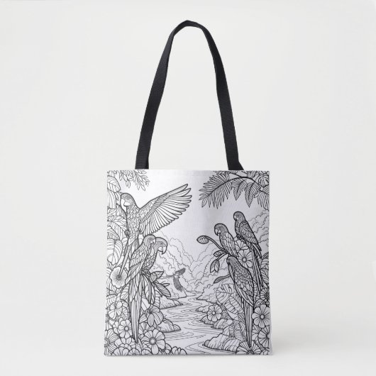 Tropical Bird Line Art Colour Tasche (Vorderseite)