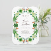 Tropical Bird of Paradise Baby Dusche Einladung (Stehend Vorderseite)