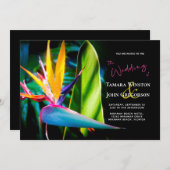 Tropical Bird Paradise Dark Floral Beach Hochzeit Einladung (Vorne/Hinten)