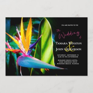 Tropical Bird Paradise Dark Floral Beach Hochzeit Einladung