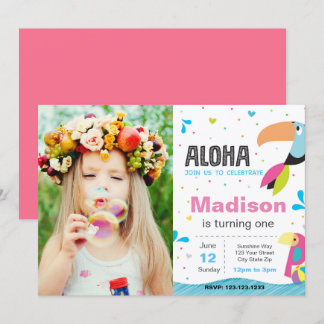 Tropical Bird Pool Party zum Geburtstag Einladung