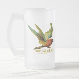 Tropical Bird Vintag Cigar  Briefmarke Mattglas Bierglas
