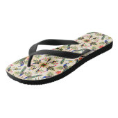 Tropical Bird Watercolor Art Slippers Badesandalen (Schrägansicht)