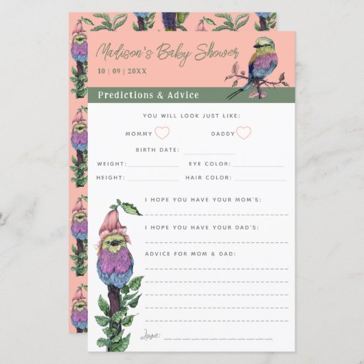 Tropical Birds Baby Duschberatung und Vorhersagen (Vorne/Hinten)