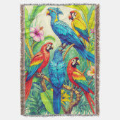 Tropical Birds Botanical Illustration Decke (Vorderseite Vertikal)