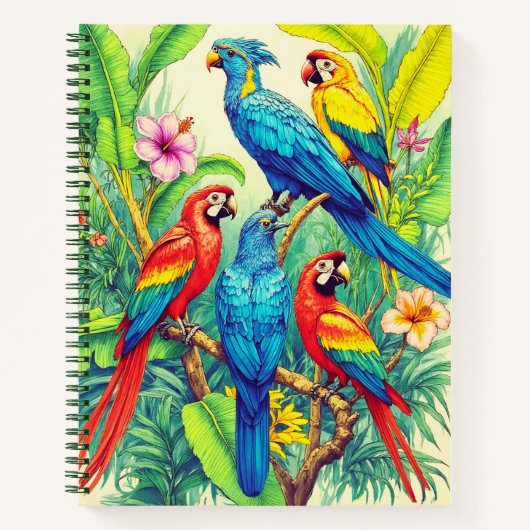 Tropical Birds Botanical Illustration Journal Notizblock (Vorderseite)